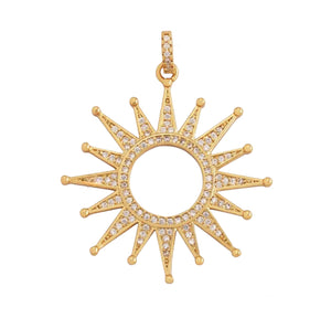 18k Gold Plated Antiqued Star Pendant, XL