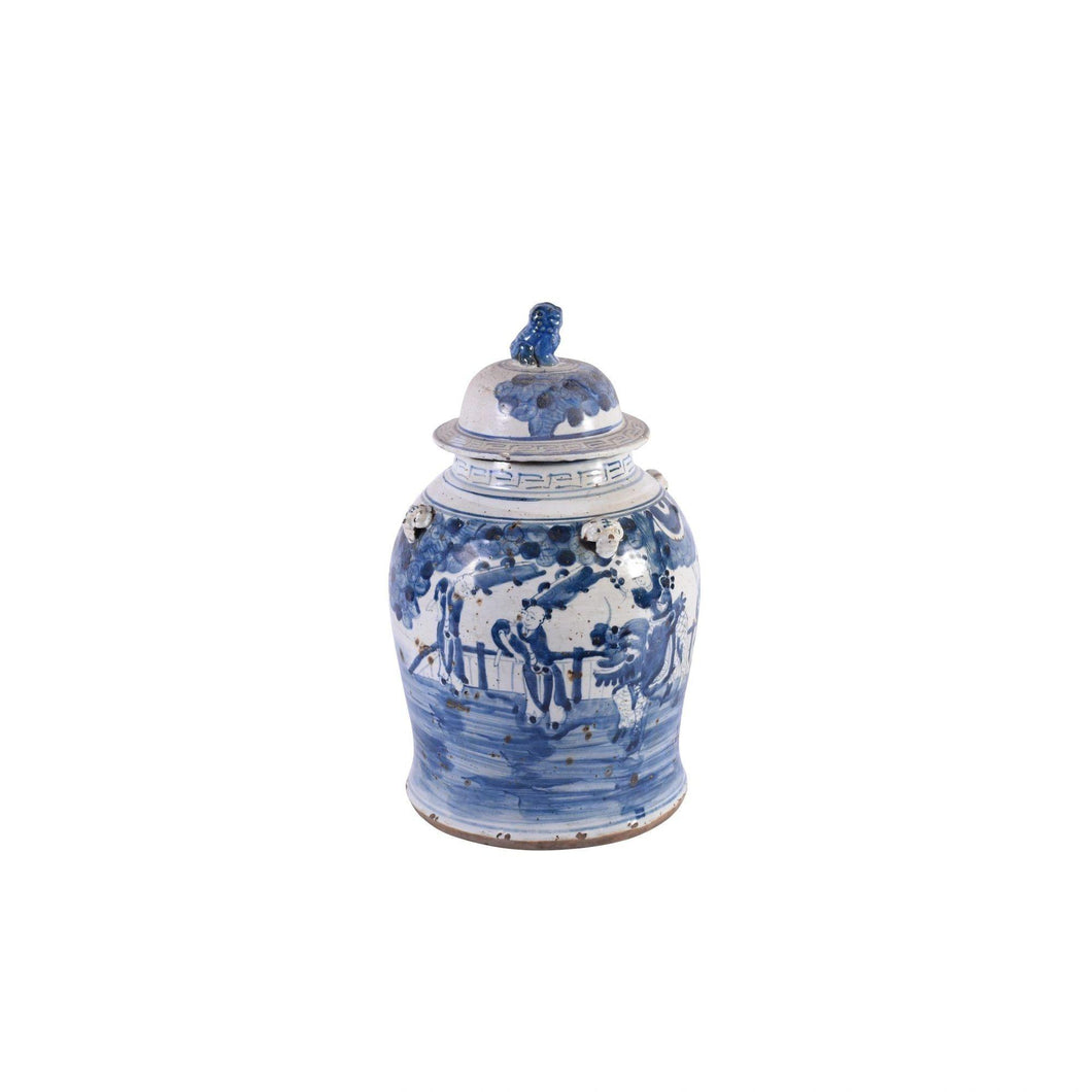 Blue & White Chinoiserie Ginger Jar, Enchanted Children Motif