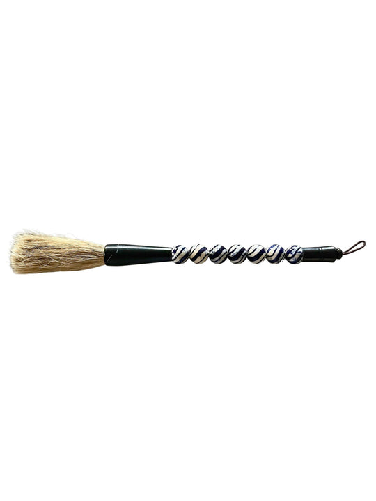 Vintage Calligraphy Brush, Blue and White Porcelain Swirl, Small