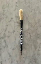Vintage Calligraphy Brush, Blue and White Porcelain Swirl, Small