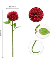 Faux Red Chrysanthemum Ball Stem