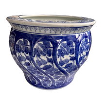 Porcelain Chinoiserie Blue and White Cachepot Floral Motif