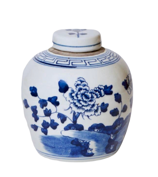 Chinoiserie Peony Lidded Round Mini Jar