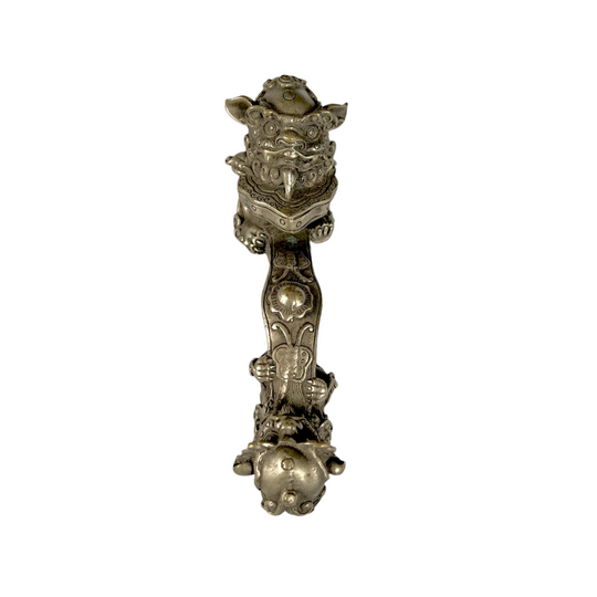 Chinese Silver Verdigris Ruyi Scepter