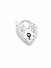 Luxe Edit Victorian-Inspired Sterling Silver Working Engraved Heart Lock Charm – Medium 19mm / .75”