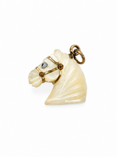 Antique Victorian Mother-of-Pearl Horse Head Charm | Gold-Filled Equestrian Pendant