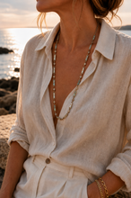 Victorian Gold-Filled Watch Chain Necklace | Mother-of-Pearl Station Chain & Star Motif