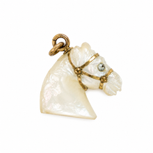Antique Victorian Mother-of-Pearl Horse Head Charm | Gold-Filled Equestrian Pendant