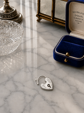 Luxe Edit Victorian-Inspired Sterling Silver Working Engraved Heart Lock Charm – Medium 19mm / .75”
