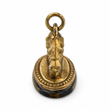 Antique Victorian Gold-Filled Horse Head Fob & Tiger’s Eye Seal | Equestrian Charm Pendant