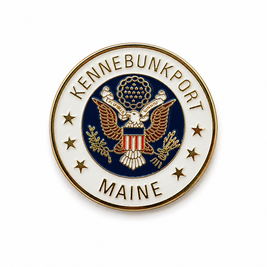 VINTAGE KENNEBUNKPORT PRESIDENTIAL ERA ENAMEL PIN | NEW OLD STOCK