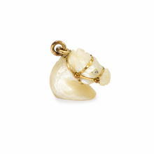 Antique Victorian Mother-of-Pearl Horse Head Charm | Gold-Filled Equestrian Pendant
