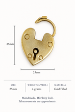 Victorian-Inspired Gold-Filled Working Heart Lock – Large 25mm