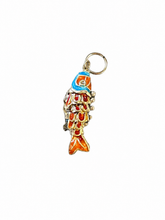 Blue & Orange Cloisonné-Style Articulated Fish Pendant