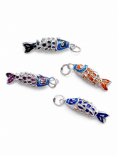Purple & Blue Cloisonné-Style Articulated Fish Pendant