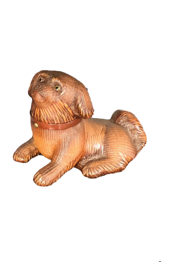 Midcentury Shanghai Bamboo Wicker Dog Box