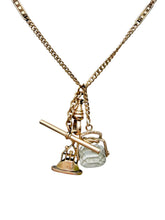 Victorian Gold-Filled Watch Chain Necklace | Rock Crystal Spinner & Watch Fob