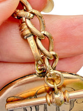 Victorian Gold-Filled Watch Chain Necklace | Oversized Monogram Locket
