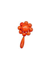 Antique c. 1860 14K Gold Coral Bead Brooch with Drop