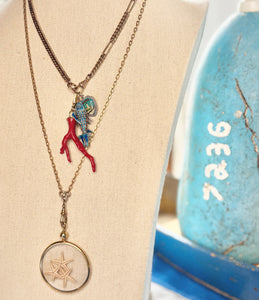 Antique Watch Chain Victorian Locket Pendant Necklace - Seacraft Collab