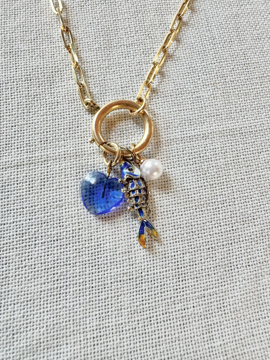 Fishy Antique Watch Chain Charm Necklace - Seacraft Collab