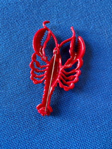 Molded Plastic Midcentury Maine Lobster Brooch - Seacraft Collab