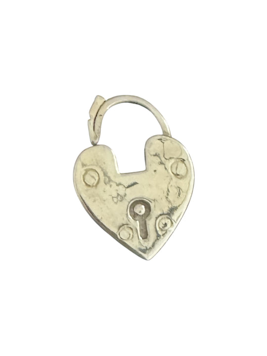 Victorian Antique Style Silver Heart Pad Lock, Large