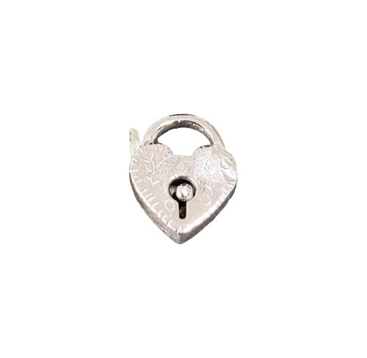 Victorian Antique Style Silver Etched Heart Pad Lock, Small