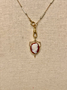 14k Gold Victorian Carnelian Seed Pearl Pendant