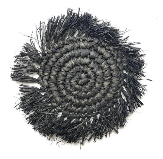 Handwoven Straw Grass Coasters, Midnight, Set of 4