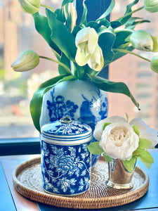 Blue and White Porcelain Peony Storage Jar