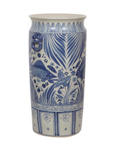Blue & White Porcelain Ancestor Umbrella Stand, Fish Motif