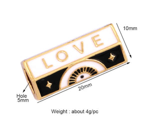 Love Bead Tube, Slider Charm, White
