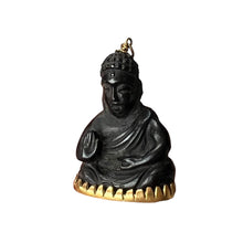 Buddha Black Ebony Wood Pendant, Corletto 18k Italy