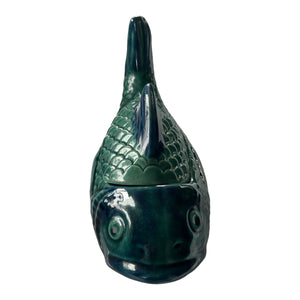 Blue and Green Glazed Porcelain, Fish Vessel