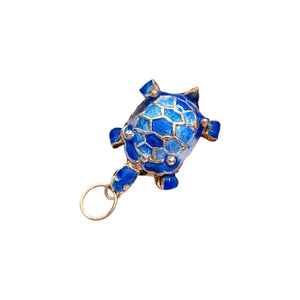 Articulated Cloisonné Turtle, Blue  1.25"