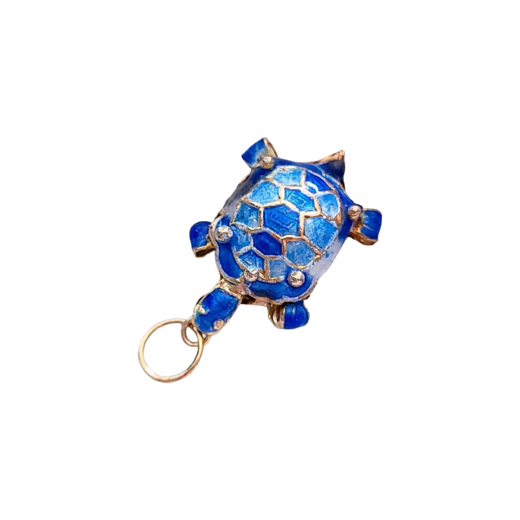 Articulated Cloisonné Turtle, Blue  1.25