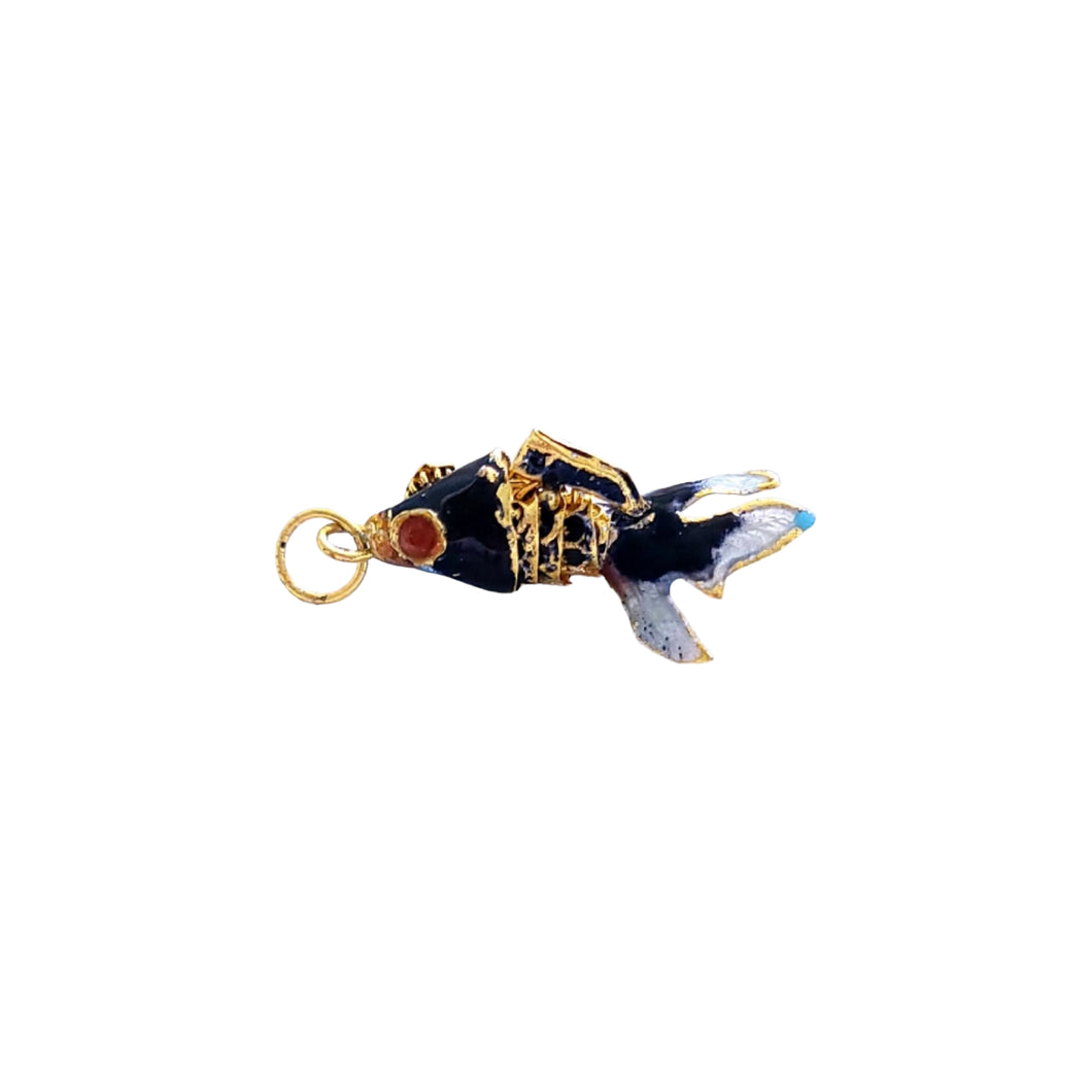 Articulated Enamel Koi Fish, Black w/Blue Belly 1.25