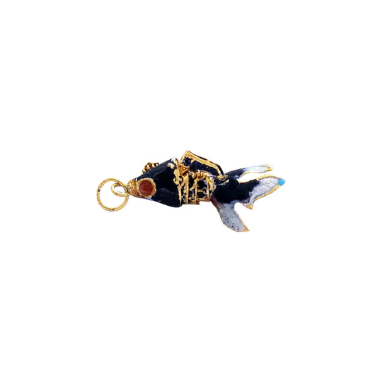 Articulated Enamel Koi Fish, Black w/Blue Belly 1.25"