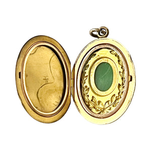 Victorian Turquoise Hardstone Gold Filled Cameo Locket