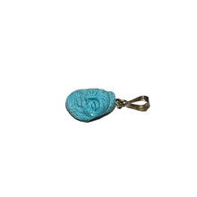 Carved Sleeping Beauty Natural Turquoise Face Pendant 18k