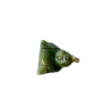 Gold Filled Vintage Nephrite Jade  Buddha Pendant