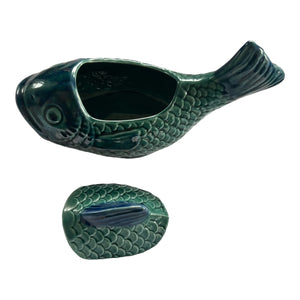 Blue and Green Glazed Porcelain, Fish Vessel