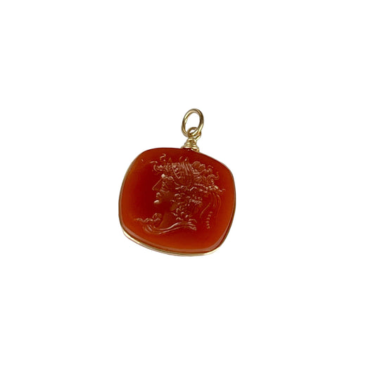 Vintage Glass Intaglio GF Pendant 1940's