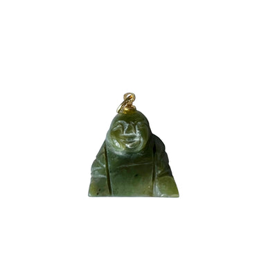 Gold Filled Vintage Nephrite Jade  Buddha Pendant