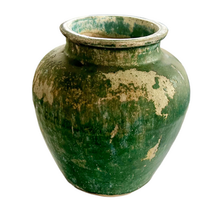 Chinese Green Glazed Qing Dynasty Ceramic Jar