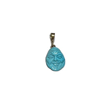 Carved Sleeping Beauty Natural Turquoise Face Pendant 18k