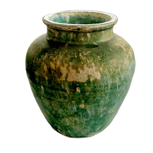 Chinese Green Glazed Qing Dynasty Ceramic Jar