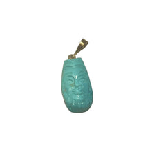 Carved Sleeping Beauty Natural Turquoise Face Pendant 18k