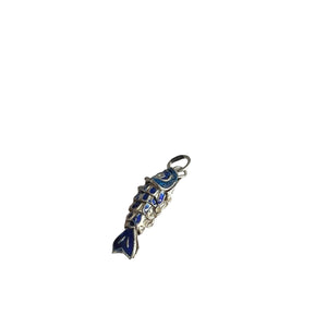 Tiny Articulated Enamel Koi Fish, Silver Blue 1"